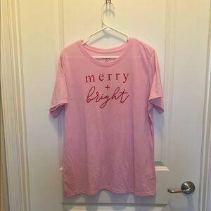 Holiday Time Pink T-Shirt with Red Logo